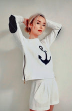 Load image into Gallery viewer, Sunshine Park anchor sweatshirt white / navy