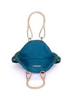 Load image into Gallery viewer, Large Peacock recycled jute bag with cane handles MULTIPLE COLOUR CHOICES