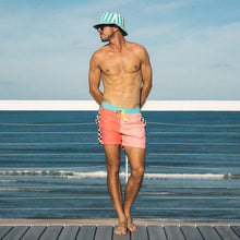 Load image into Gallery viewer, Duvin Beachside Checker Pink Swim Shorts