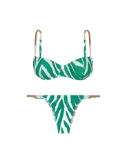 Load image into Gallery viewer, Modern zebra print balconette top brazilian bottom