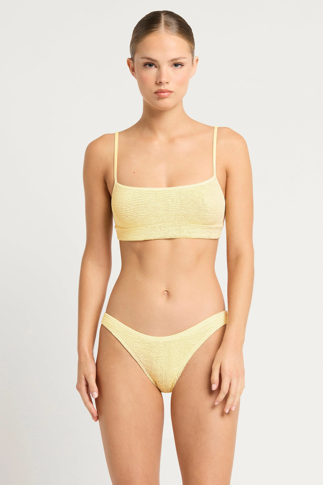 Bond-eye Saint crop + Sign Bikini set - Butter
