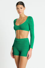 Load image into Gallery viewer, Bond-Eye Sera Crop Emerald Tiger Bikini top
