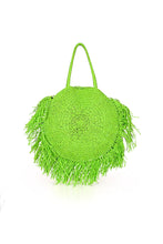 Load image into Gallery viewer, Lime Raffia Round Tote

