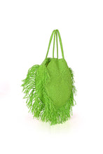 Load image into Gallery viewer, Lime Raffia Round Tote
