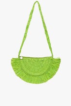 Load image into Gallery viewer, Lime Raffia Half Moon clutch
