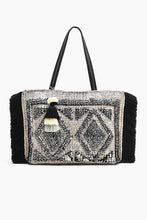 Load image into Gallery viewer, Silver Foil embellished tote beachbag
