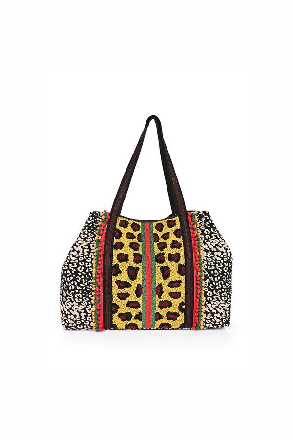 Leopard embellished tote beachbag