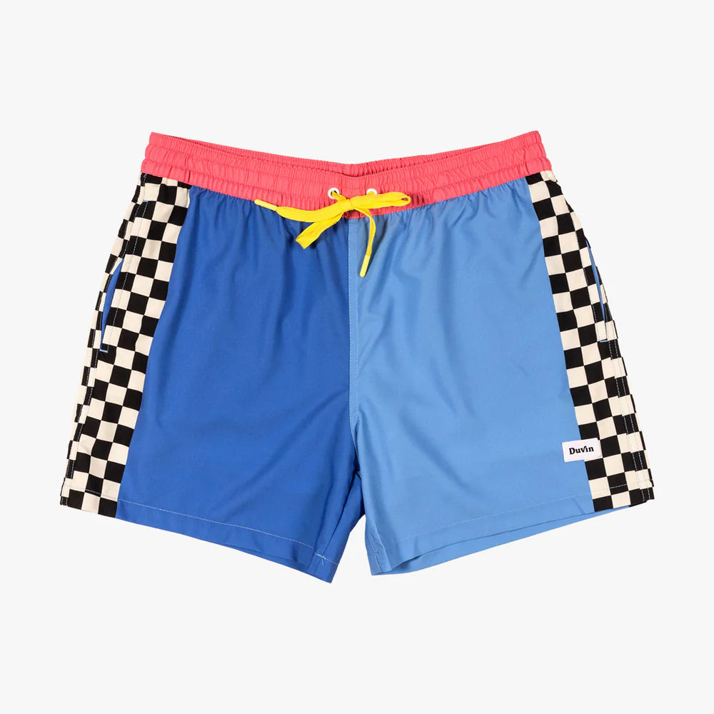 Duvin Beachside Checker Blue Swim Shorts