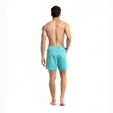 Load image into Gallery viewer, COLOUR CHANGING aqua to navy (wet) and yellow (heat) men&#39;s swim trunk
